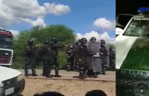 30 POLICÍAS HERIDOS Y VEHÍCULOS DAÑADOS DURANTE DESBLOQUEO EN YACUIBA