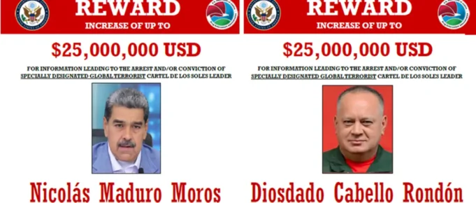 LA DEA OFRECE MILLONARIAS RECOMPENSAS POR NICOLÁS MADURO Y SUS PRINCIPALES ALIADOS, TRAS DECLARAR AL CÁRTEL DE LOS SOLES COMO ORGANIZACIÓN TERRORISTA