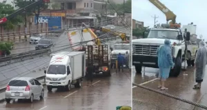 JOVEN DE 19 AÑOS PIERDE LA VIDA AL CHOCAR CONTRA LOS CABLES DE UNA GRÚA EN LA AVENIDA TRES PASOS AL FRENTE