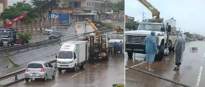 JOVEN DE 19 AÑOS PIERDE LA VIDA AL CHOCAR CONTRA LOS CABLES DE UNA GRÚA EN LA AVENIDA TRES PASOS AL FRENTE