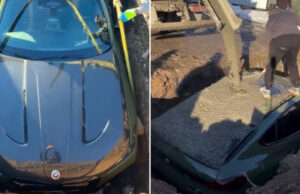 INSÓLITO: HOMBRE ENTIERRA UN LUJOSO BMW M5 CS Y LO CUBRE CON CEMENTO EN RUSIA